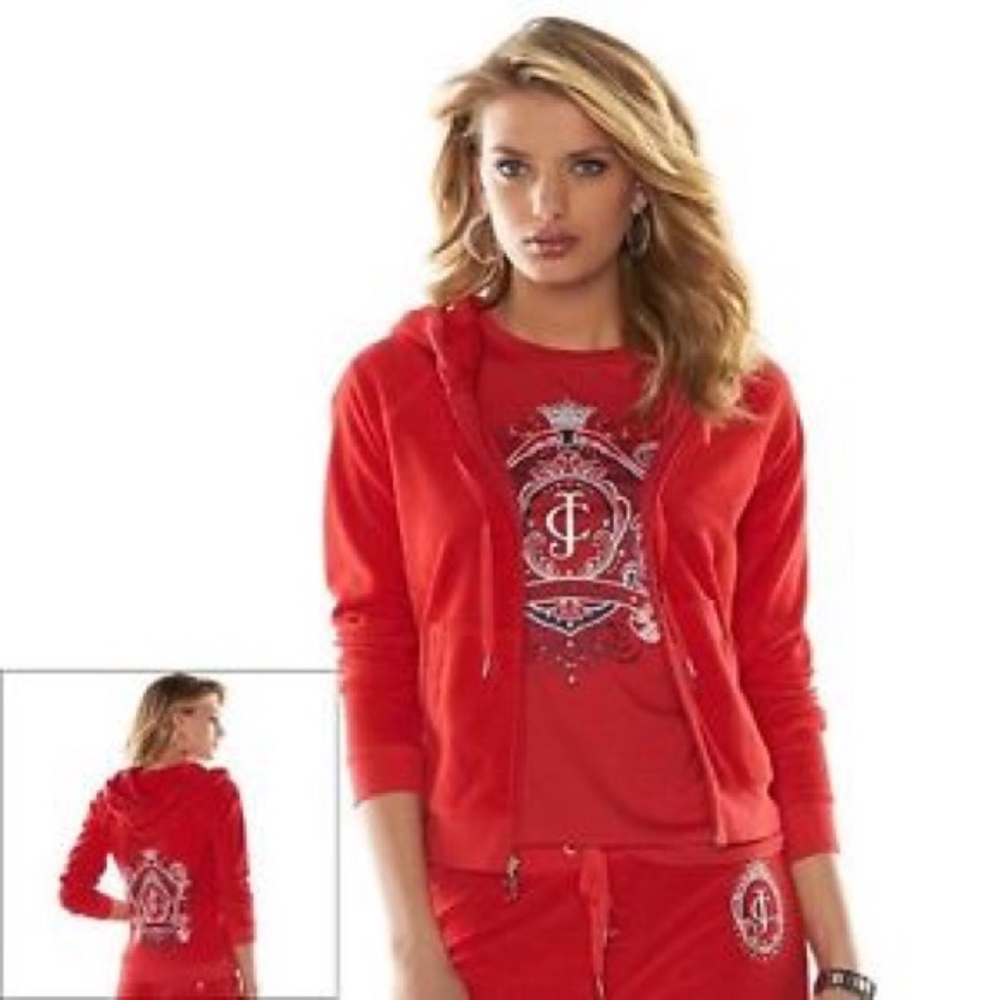 Juicy Couture Tracksuit Red Crest Terry Capri NWT - Picture 3 of 7